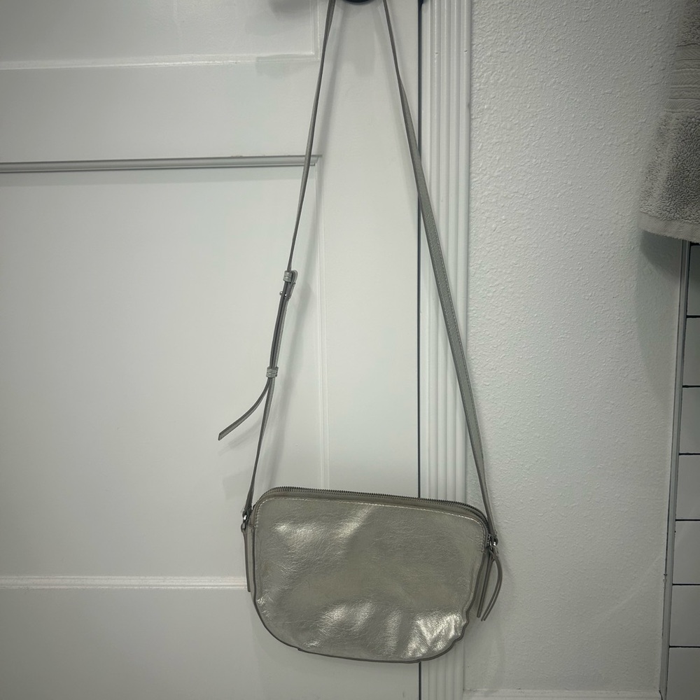 Banana Republic Silver Leather Crossbody Bag